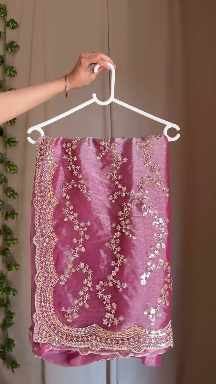 Elegant & Feminine: Pink Embroidered Saree