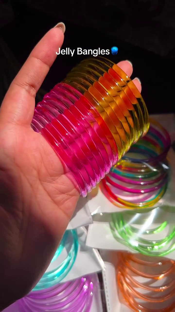 Trendy & Colorful: Jelly Bangles in Vibrant Acrylic and Glass