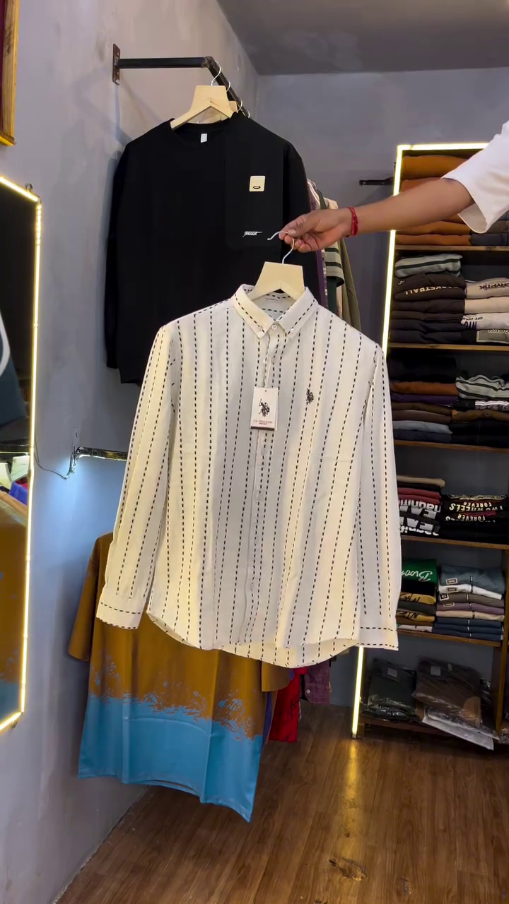 Crisp & Classic: White Vertical Striped Cotton Casual Shirt