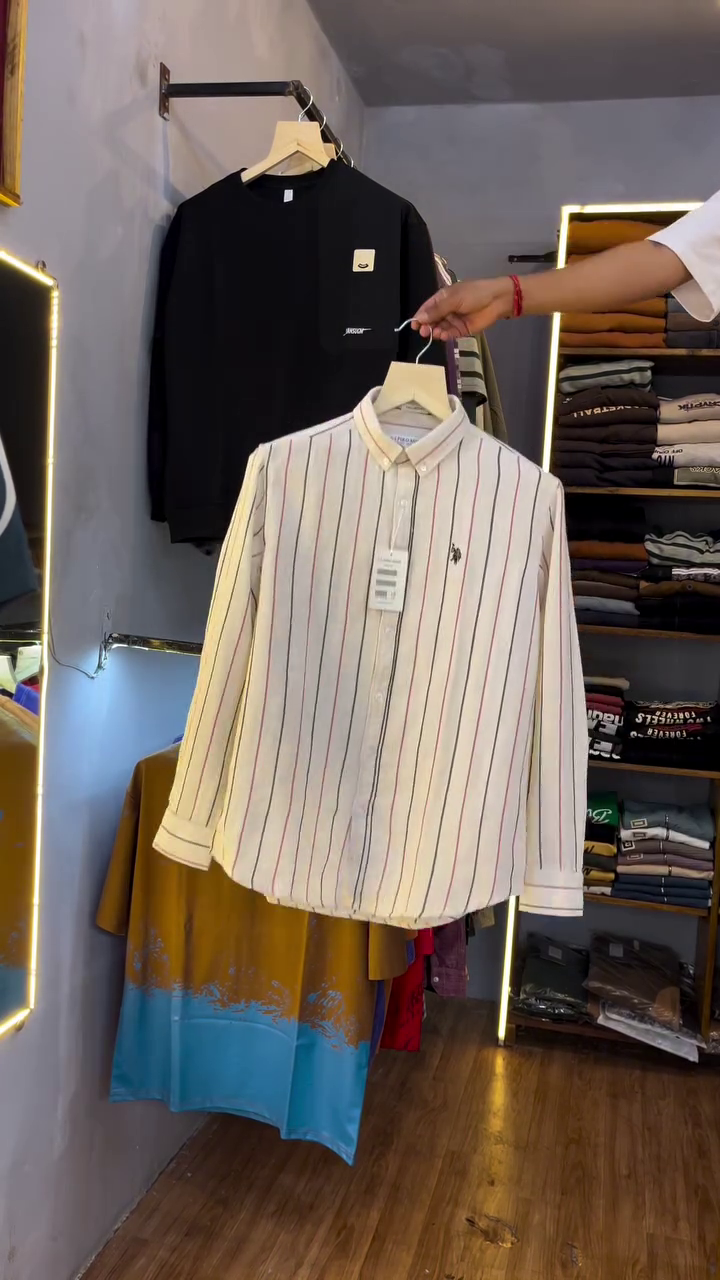 Crisp & Classic: White Vertical Striped Cotton Casual Shirt