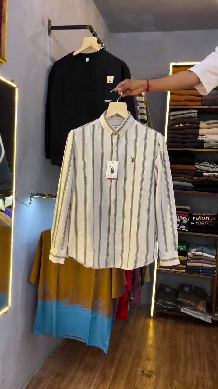 Crisp & Classic: White Vertical Striped Cotton Casual Shirt