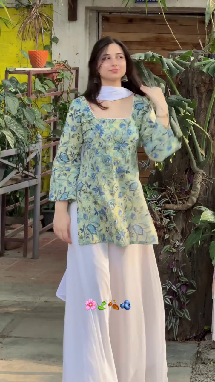 Feminine & Elegant: Floral Pink and White Kurti