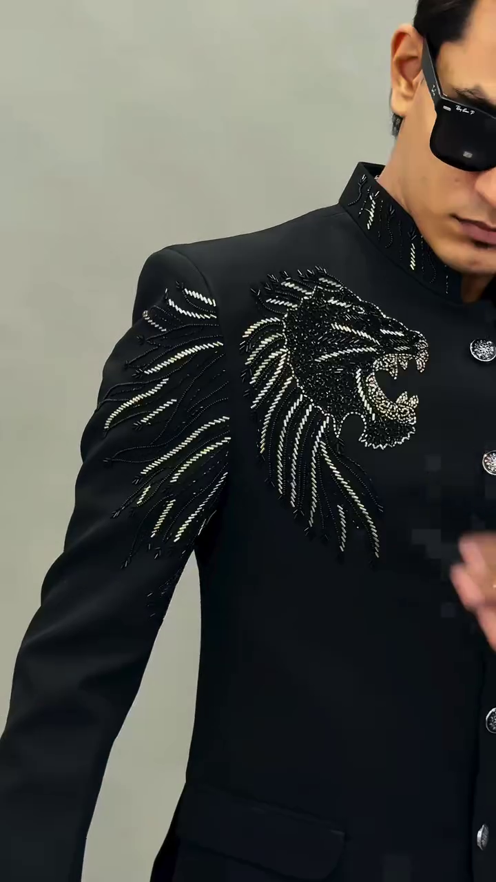 Regal & Sophisticated: Black Embroidered Jodhpuri Suit