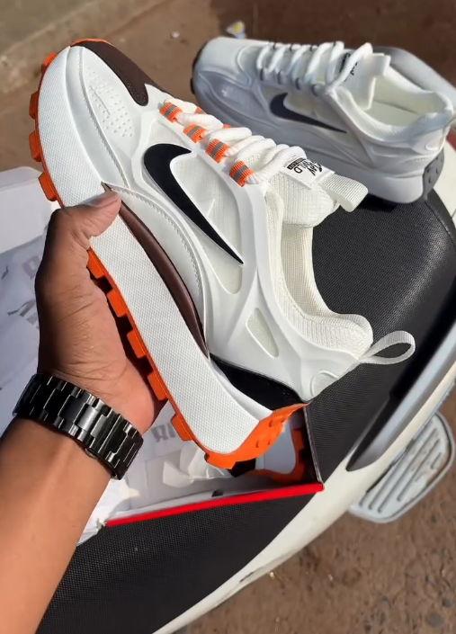 Arbia Funki Men’s Sneakers – White & Orange Colorway with Bold Modern Street Style