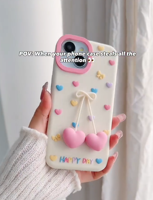 SPARKUP 3D Silicone Bear Soft Phone Case – Cute Pink Bear with Knitted Scarf Design