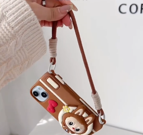 SPARKUP 3D Silicone Bear Soft Phone Case – Cute Pink Bear with Knitted Scarf Design