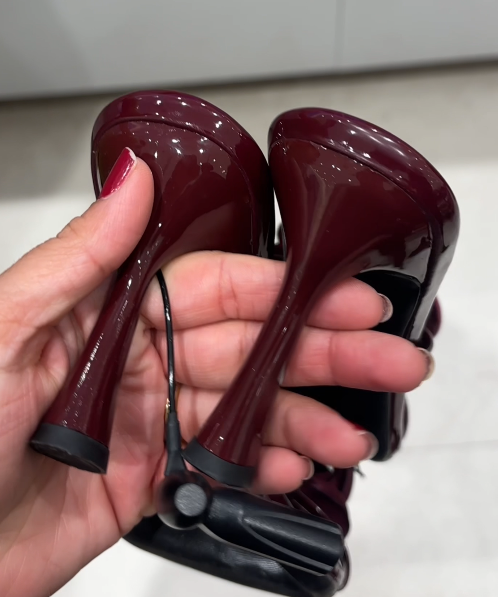 Burgundy Rosette Heel Sandals – Elegant Floral Statement Heels for Timeless Glamour