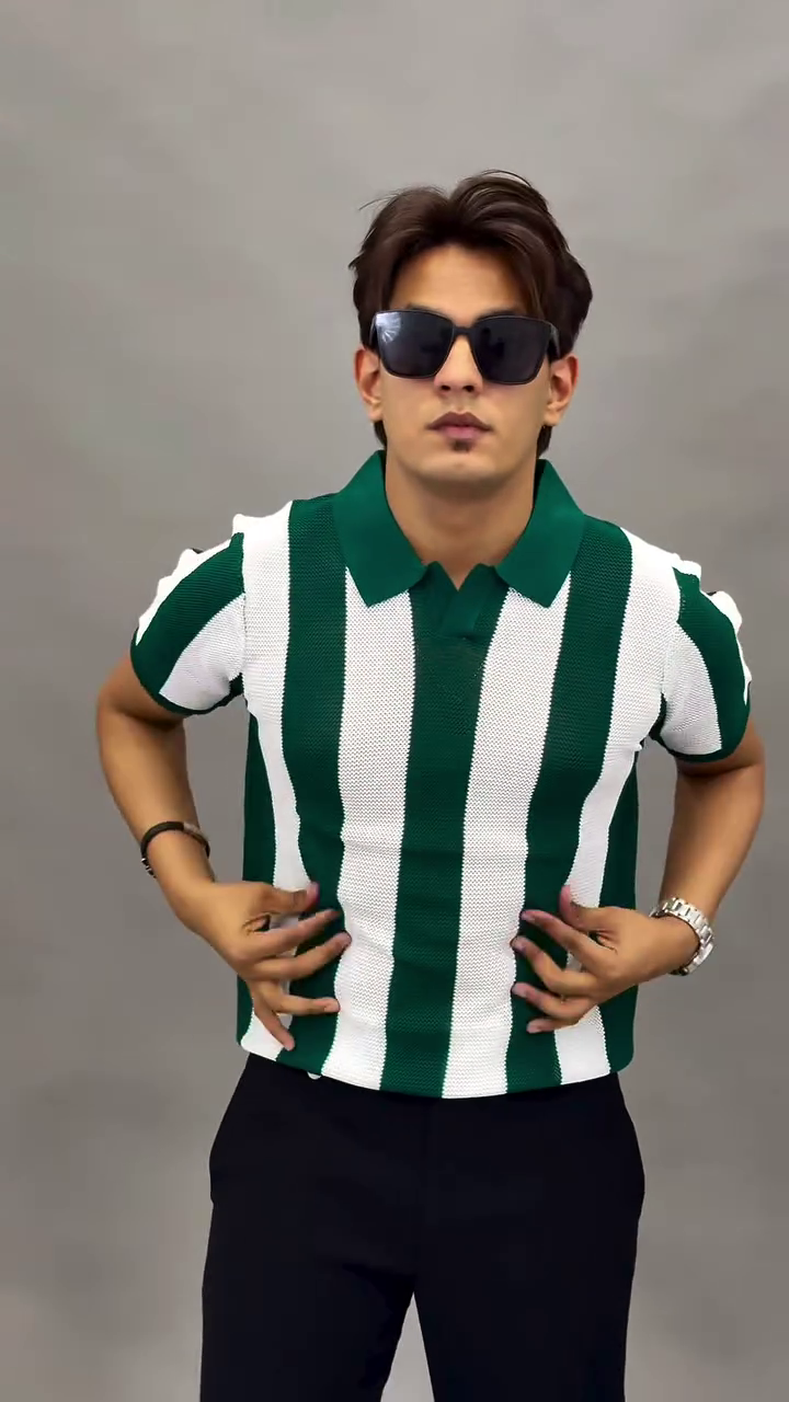 Jack & Jones Striped Knitted Polo T-Shirt – Classic Comfort with Modern Casual Style