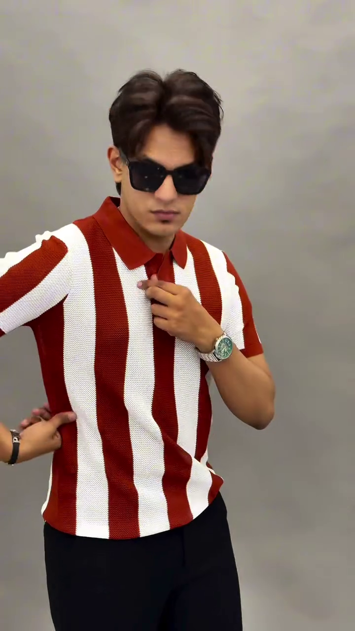 Jack & Jones Striped Knitted Polo T-Shirt – Classic Comfort with Modern Casual Style