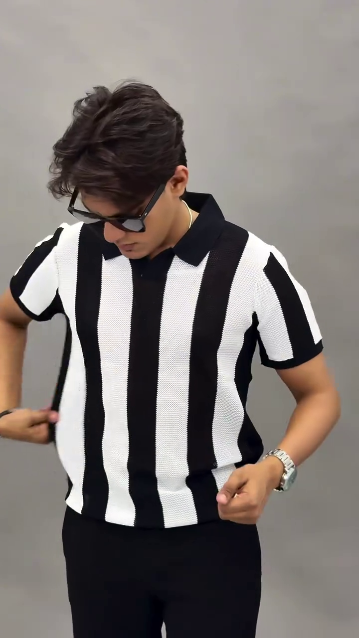 Jack & Jones Striped Knitted Polo T-Shirt – Classic Comfort with Modern Casual Style