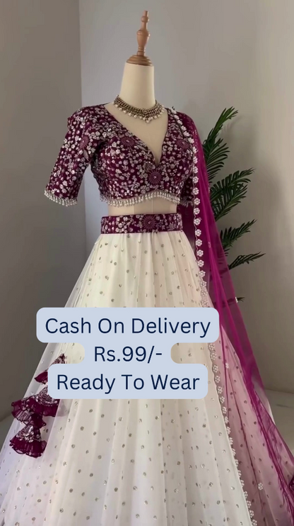 Sensational Women Poly Georgette Lehenga Choli