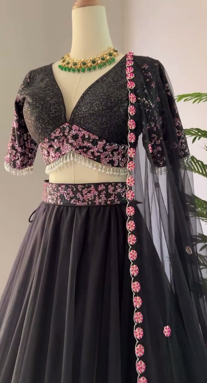 Georgette Semi-stitched Lehenga Choli Set