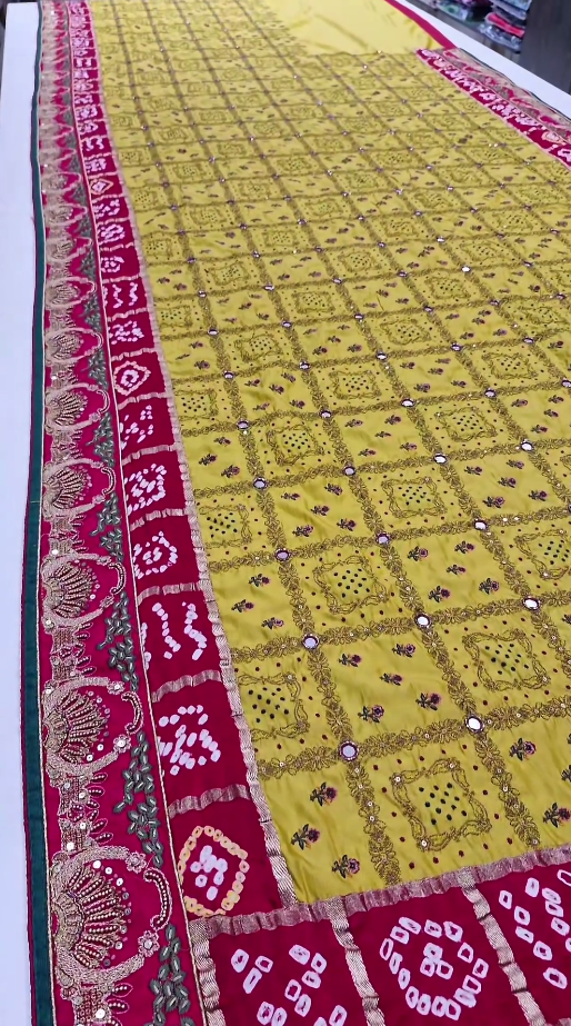 Latest New Pure Gaji Silk Hand Gotapatti Work Dupatta Sari