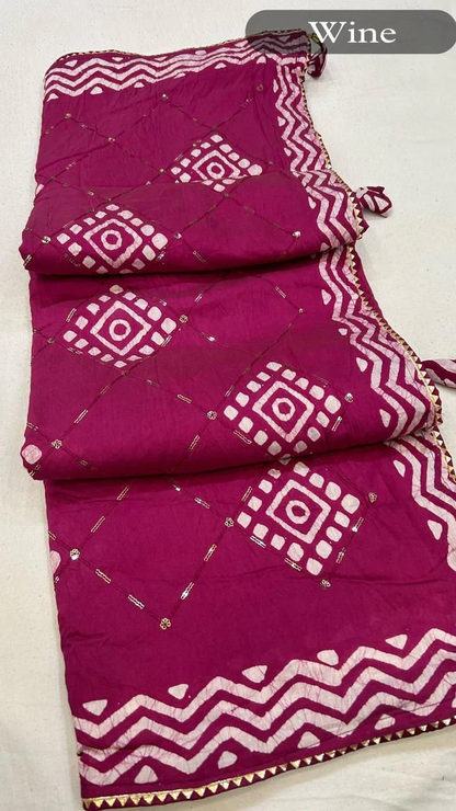 Muliticolor Work x Kutchi Work Silk Saree