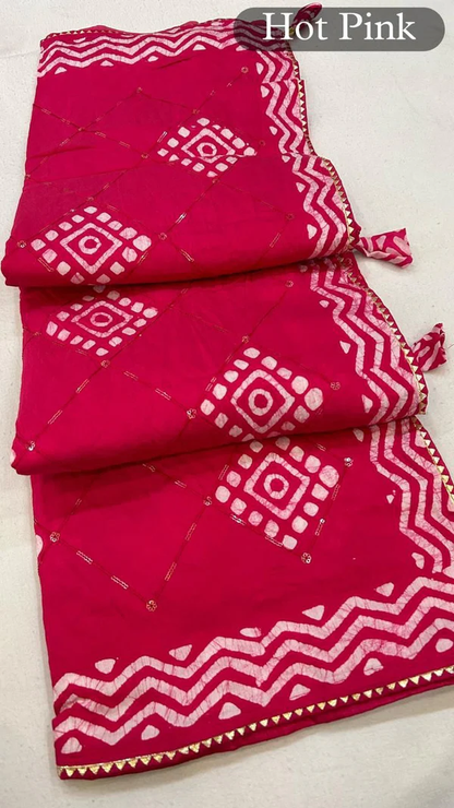 Muliticolor Work x Kutchi Work Silk Saree