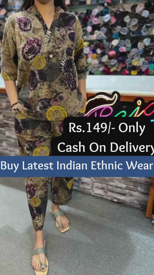 Women Beautiful New Design Cotton Co Ord Set 617