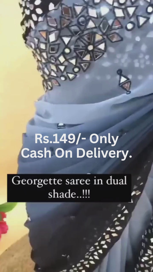 Georgette Saree In Dual Shade