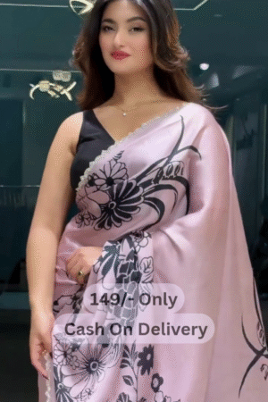 Digital Print Bollywood-inspired Saree For Women – Silk Blend & Crepe Fabric With Vibrant Printed Designs For Glamorous Occasions