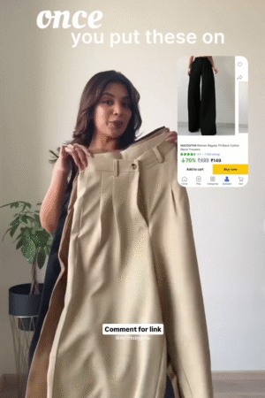 Once You Put These On – Women’s Regular Fit Black Cotton Blend Trousers At Just ₹149