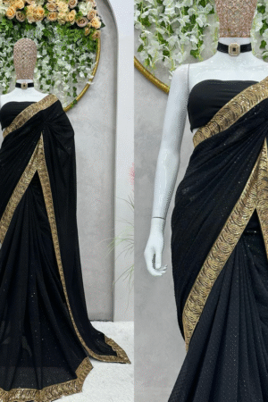 Glam In Every Thread: Faux Georgette Saree With Thread & Sequin Work + Matching Blouse