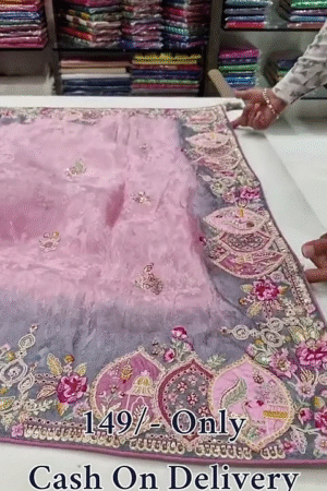 Elegant Organza Saree With Sequin Embroidery And Designer Blouse