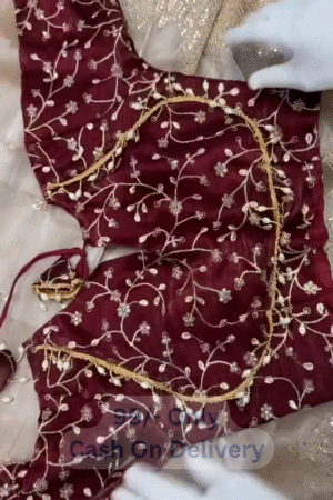 Pure Zimmy Choo Silk Saree with 3MM Sequin Embroidery & Stitched Blouse – Free Shipping | Affordable Sarees Online