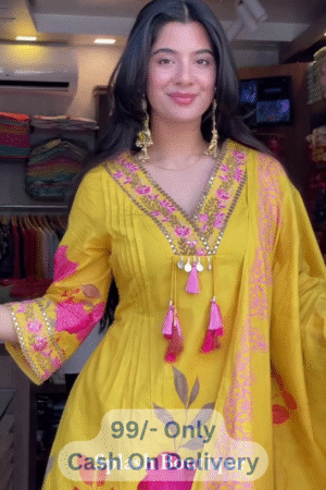 Pure Mul Chanderi Embroidered Full Suit Set – Elegant & Timeless Ethnic Wear