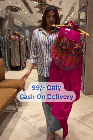 Bold Magenta Drape With Vibrant Embroidered Corset Blouse – A Fusion Of Tradition And Modern Glam