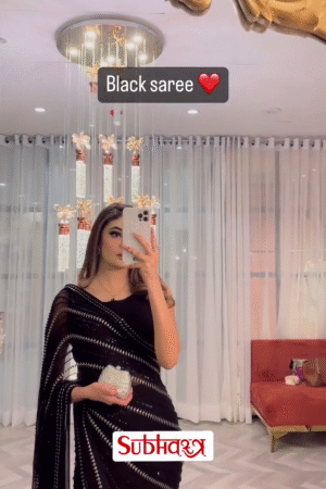 Embroidered Sequins Black Georgette Saree – Perfect For Party, Reception, And Wedding Wear