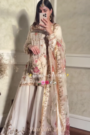 Romantic Floral Embroidered Sharara Set 🌸
