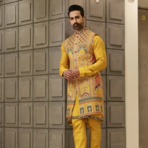Elegant Men’s Indo-Western Kurta Set with Vibrant Embroidery – Multiple Variants