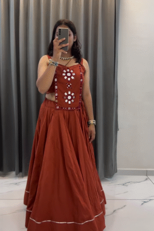 🪞 Mirror Work Rust Lehenga Choli ✨ | Navratri & Festive Special 💃
