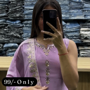 Women’s Cotton Kurta Pant Set with Dupatta | Elegant Daily Wear in Purple, Off-White & Beige