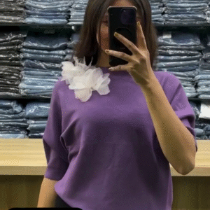 Floral Shoulder Accent Top for Women | Plain Solid Western Top in 8 Stunning Trendy Colors